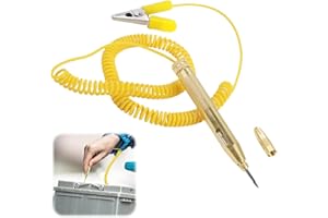 Joynine Comprobador de Fusibles Coche | Tester Tensión DC 6V 12V 24V | Tester Fusibles para Automóviles | Lápiz Comprobador de Corriente con Bombilla LED | Cable Espiral Largo | Amarillo