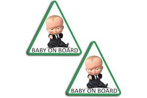 Biomar Labs® 2 x Adesivi Vinile Stickers Autoadesivi Decalcomania Bebè A Bordo Verde Baby On Board Boss Bambino Bimbo Safety Sign Car Sicurezza Adesivi per Auto Moto Finestrìno Finestro Porta B 175