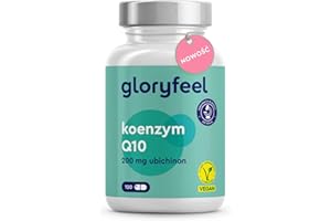 ‎GLORYFEEL Koenzym Q10 w wysokiej dawce - 200 mg czystego Q10 (ubichinonu) w kapsułce - 120 wegańskich kapsułek (4 miesiące) - CoQ10 z fermentacji roślinnej - Testowane laboratoryjnie i wyprodukowane w Niemczech