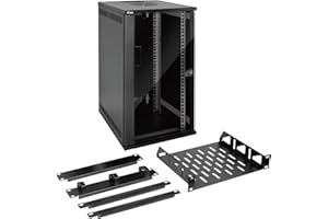 Tecmojo 12U 330mm Depth Wall Mount Data Cabinet, 10in 12U Server Cabinet, Network Cabinet with Rack Shelf, Brush Panels, Cable Organizer for 10'' AV/IT/Data Devices, 50kg Capacity, Glass Door