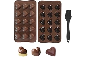 LHOEST 6 sztuk foremek czekoladowych liter i cyfr, symbole z okazji urodzin, 2 sztuki foremki do czekoladek w kształcie serca, silikonowe formy do ciast, forma do ciasta (serce)