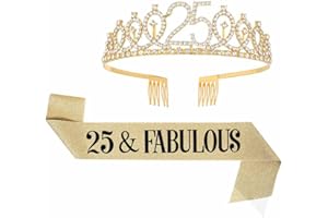 SHTGOI Ensemble de couronnes d'anniversaire pour le 25ème anniversaire - Couronne d'anniversaire et écharpe d'anniversaire - 25 et fabuleux anniversaire fille - Écharpe décorative et diadème - Cadeau