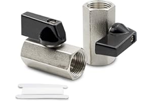 Bwintech 2 Piezas 1/2" BSP Hembra x Hembra Latón Niquelado Mini Válvula de Bola Válvula de Cierre