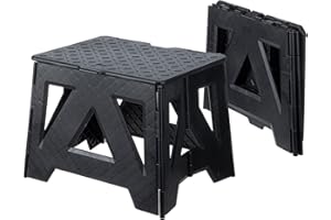 SHIMOYAMA Foldable Stool, 9.6 inch (24.5 cm) Height PP Folding Step Stool for Adults, 100 KG Load Capacity, Camping Footrest for Home Use Outdoor Travel Picnic (Black)