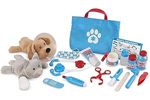 Melissa & Doug Juego de Veterinario Pet Vet, Juego de imitación con Perro y Gato de Peluche y Muchos Accesorios, Juguete Creativo, Regalo para niños y niñas de 3 4 5 6 7 Años