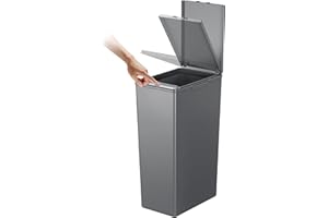 EKO - Morandi Poubelle de cuisine – Poubelle de recyclage en plastique tactile – Parfait pour la cuisine et la maison, gris foncé, 40 litres