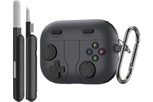 TiMOVO Case for AirPods Pro 3 (2025), Classic Cool Game Console Design, Shock-Proof Soft Silicone Protective Cover for Apple AirPod Pro 3rd Generation with Keychain & Cleaning Kit, Black