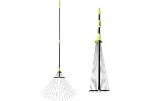 Hardys Garden Rake - Telescopic Adjustable Leaf Rake, 15 Steel Tines | 30-63 Inch Length | 7.8-24 Inch Span | Comfortable Grip Lawn Leveller, Yard, Leaf & Grass Gardening Tool