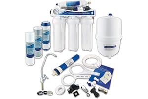 Finerfilters Umkehrosmose unter der Spüle Trinkwasserfiltersystem (50GPD) für den Haushalt, entfernt bis zu 99% der Verunreinigungen (5-stufig mit Membran-Druckerhöhungspumpe)