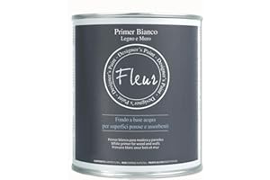 COLORIFICIO CENTRALE FLEUR DESIGNER'S PAINT | Fondo Acrilico, Adatto per Superfici Porose e Assorbenti, Fleur Primer P01, Legno Muro, Colore Bianco, Made in Italy, Formato 750 ml