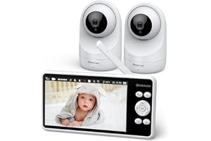 Sebikam Babymonitor med 2 kameror, 5" 720P HD IPS Video Baby Monitor, 4000mAh Batteri, PTZ 355°, Babyövervakare, VOX-läge, Nattseende, Tvåvägs Audio, Temperatur
