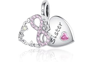 RMMY Family Mom Love Charms Abalorios Colgante de Cuentas Plata de Ley 925 con Compatible con Europeo Pulsera Collar, Charms de Para Niña Mujer Regalos de Familia y Amigos