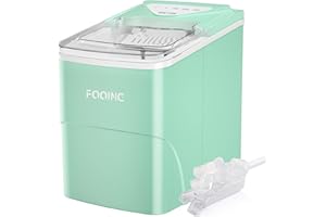 FOOING Eiswürfelmaschine Klare Eiswürfel, Selbstreinigende Eismaschine, 9 Würfel in 6 Minuten fertig, 15KG in 24 H, Tragbare Ice Maker Cube Maschine für Zuhause/Küche/Büro/Bar