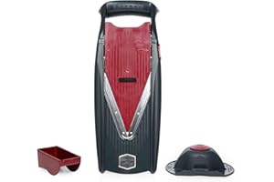 Börner Vital Mandoline Coupe-légumes Set de base (4 pcs.) • Coupe-légumes (rabot en V) pour fruits & légumes + insertion des tranches + Porte-fruits • 4 types de coupe • rabot de cuisine