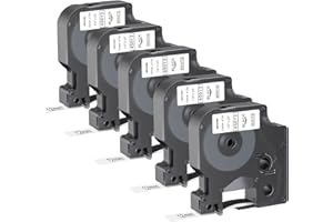 Home Colortly 5 Pack Label Maker Tape Compatible with DYMO Label Tape D1 45013 S0720530 12mm x 7m White, Compatible with DYMO LabelManager 160 210D 360D 420P 450D 500TS