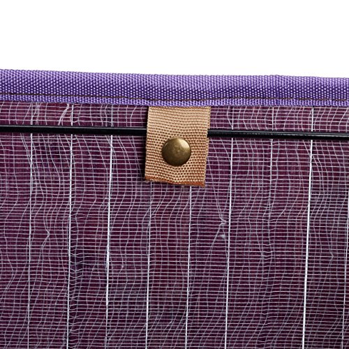 Relaxdays Wäschekorb Bambus HxBxT: ca. 65,5 x 43,5 x 33,5 cm faltbare Wäschetruhe rechteckig mit einem Fassungsvolumen von 83 L mit Wäschesack aus Baumwolle zum Herausnehmen als Wäschepuff, violett - 6