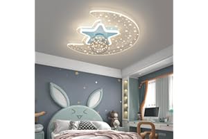 PHTLAMPES LED Deckenlampen Modern Star Moon Dimmbare Deckenleuchte Mit Fernbedienung Kinderzimmer Kronleuchter Wohnzimmer Lampenschirm aus Glas Für Jungen Mädchen Kinderzimmer Schlafzimmer Hängelampen (Color :