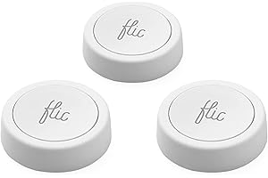 Botón Flic Blanco - Paquete de 3: Controla Luces, música y más con presión, Doble presión, Mantener. Compatible con Alexa, HomeKit, Matter, Spotify. Configuración vía App Flic, Requiere BT/Wi-Fi