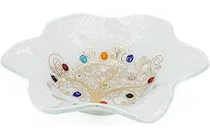 Sospiri Venezia Svuotatasca Piatto Soprammobile Ciotola Albero della Vita Vetro Murano Decorato Murrine e Foglia Oro Idea Regalo Realizzato a Mano Made Italy (19X19 cm)