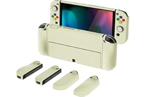 PlayVital Coque pour Switch OLED,Cover Joycon pour Nintendo Switch OLED Housse de Protection avec Capuchon Joystick & AlterGrips Boutons-Jaune Antique