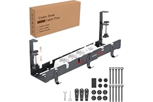 NATNAV Kabelkanal Schreibtisch Schwarz Ohne Bohren, Kabelmanagement Schreibtisch mit Expandierbarer Kabelwanne 30,5-55CM, Kabellwanne für Kabelorganisation am Arbeitsplatz