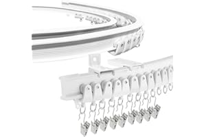 SEGNAYEN Bendable Curtain Track for Bay Windows, 4.26m/14ft Flexible Curtain Rails And Fittings Ceiling Wall Mounted Bay Window Curtain Track, White