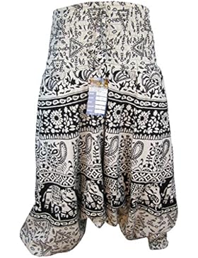 Little Kathmandu Donna Cotone Stampa Floreale alta elastico in vita Harem Aladdin gamba larga Genie Casual Pantaloni...