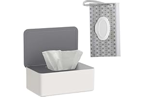 MIRRWIN Feuchttüchter Box, Feuchttücher Box Baby und Feuchttücher Tasche Taschentuch Aufbewahrungsbox Feuchttücher Spender mit Deckel Toilettenpapierbox Spender Serviettenbox für Babys Tragbar, Weiß