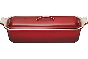 Le Creuset Prostokątna forma na pasztety, ze zintegrowaną prasą, 28 x 11 cm, kamionka, czereśniowa