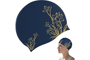 AzureRay Bonnet de Bain Femme, Bonnet Piscine Femme en Silicone Doux Imperméable pour Cheveux Longs, Adulte et Adolescent