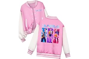 Générique Veste K-Kpop Demons Hunters Fille Manches Longues Imprimé Huntr/X Blouson Bomber D-Demon H-Hunters Décontracté Sport Confortable Mignon Y2K Style Streetwear 1-13 Ans