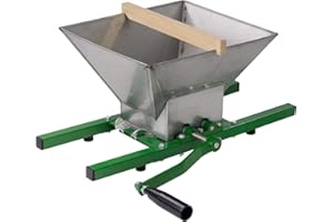 DeTec Obstmühle Bergamo mit 7 Liter Trichter / Beerenmühle / Traubenmühle / Frucht-Mühle / Maischemühle, mit Handkurbel, leicht zu reinigen, Edelstahl