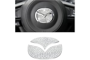 ‎BLINGOOSE BLNGOOSE für Mazda 3 Zubehör 2 5 6 CX3 CX4 CX5 C X7 CX9 Bling Mazda Lenkrad Logo Aufkleber Diamant Auto Strass Silber 2 Stück