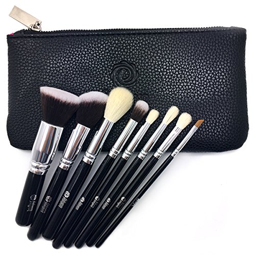 FEIYAN Make-up Pinsel Sets Natürliche Ziegenhaar Synthetische Make-up Pinsel Set Professionelle Kabuki Makeup Foundation Eyeliner Lip Powder Kosmetik Pinsel Kit mit Reißverschluss Tasche (8 Stück, Schwarz) - 6