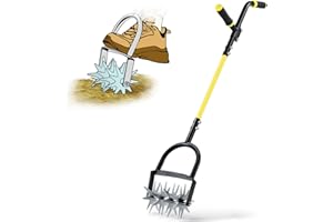 Jardineer Rotary Cultivator Garden Tool, Hand Tiller for Gardening with Labor-saving Handle Design, Manual Tiller for Reseeding Grass or Soil Mixing
