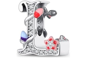 XWN Colgante letras A-Z para pulsera, plata 925, compatible con Pandora y pulseras/collares europeos, para mujeres/niñas X240.
