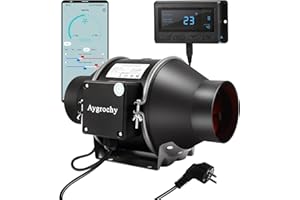 Aygrochy 4 inch wifi APP inline fan with Temperature and Humidity controller, Extractor Fan for Booster, Growth Tents, Ventilation and exhaust fan.