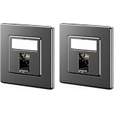 deleyCON CAT7 Network Socket 1 Port 10 Gigabit Recessed, 2 pcs. - Black | Ethernet LAN Connector, Patch Connector, Shielded D