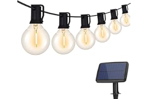 ‎DEEPDREAM DeepDream Solar Lichterkette Aussen, 7.6M G40 Glühbirnen Lichterkette Außen mit 12+1 Birnes, 4 Lichtmodi IP65 Wasserdicht Außen LED Lichterkette für Garten Balkon Hochzeit Party, Warmweiß