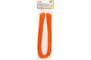 folia 77840 Chenille Wire, Pipe Cleaners, Pack of 10 in Orange, Diameter 8 mm and 50 cm Long, Ideal for Children for Crafts and Designing Animals, Figures and Other Shapes