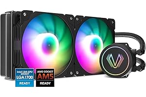 Vetroo V240 Liquid CPU Cooler for Gaming Console, 240mm Addressable RGB & PWM Pump & Fans 250W TDP AIO Water Cooler w/Controller Hub for Intel LGA 1700/1200/115X AMD AM5/AM4