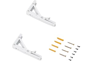 Emuca - Soportes plegables para estante, Lote de 2 escuadras abatibles, 203mm, carga máx. 40kg, Pintado blanco, Acero