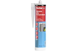 Fischer SAT Silicone Alte Temperature, Nero, Fino a 315°, Sigillante per Canne Fumarie, Tubazioni, Giunti, Caminetti, Stufe, Piani Cottura, 524771
