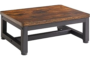 IBUYKE Taburete de Madera para Adultos Niños, Peldaño Resistente con Capacidad de 500 Lbs, Taburete de Madera Antideslizante para Camas Altas Sala de Estar Baño Cocina, Marrón Rústico TBD001H