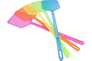 5-pack flugsmälla med långt handtag, robust plast insektsknapp för inomhus- och utomhusbruk, effektiv manuell flugsläckare i blått orange rosa