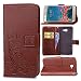 Produktbild Guran PU Ledertasche Case für Samsung Galaxy J7 Prime Smartphone Flip Cover Brieftasche und Stent Funktionen Hülle Glücksklee Muster Design Schutzhülle - Braun