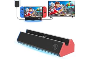 REDGO Base de Carga 5 en 1 para NS Switch/OLED, Adaptador TV con 4K HDMI, Ethernet 1000 Mbit, 2 Puertos USB 2.0, Carga Type C y Conectores USB C - Estación de Acoplamiento Portátil