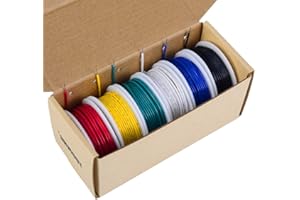 TUOFENG 18 awg Solid Wire-18 Gauge Tinned Copper Wire, PVC (OD: 1.88 mm) -6 Different Colored 20 ft / 6 m Each,Jumper Wire- Hook up Wire Kit