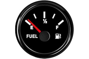 Geloo Auto Digital Kraftstoffstandanzeige 52mm 0~190 Ohm E-1/2-F für Motorrad Auto Boot 12V 24V mit Roter Hintergrundbeleuchtung IP67 Wasserdicht