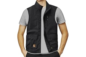 Gefomuofe Chaleco de trabajo para hombre, sin mangas, de verano, sin mangas, chaqueta de primavera, chaleco para exteriores, ligero, de algodón, chaleco de pesca, safari, escalada al aire libre,